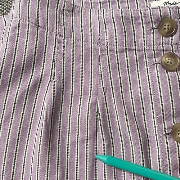 MADEWELL Pleated Midi Skirt. Size 4. Button-front, lilac purple stripe academia - Picture 16 of 16
